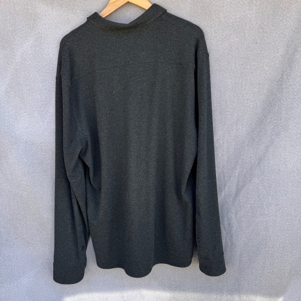 Faherty Sweater Shirt XL Grey Mens Herringbone Knit Stretch Button Down - Picture 2 of 14